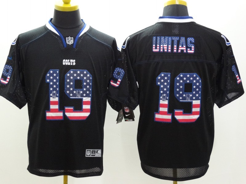 Men's Indianapolis Colts Johnny Unitas #19 Black Jersey